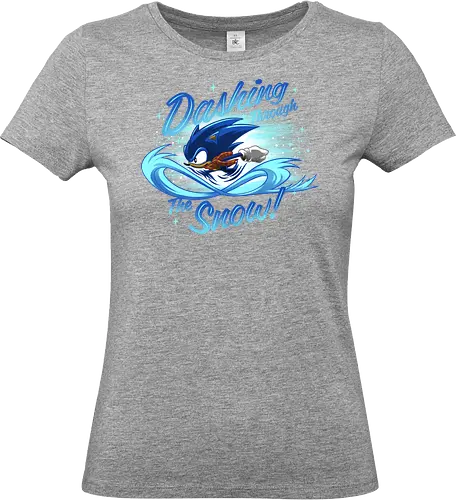 Dashing Through  - Hedgehog, The Hedgehog, Winter, Snow, Christmas - Standard T-Shirt (Frauen)