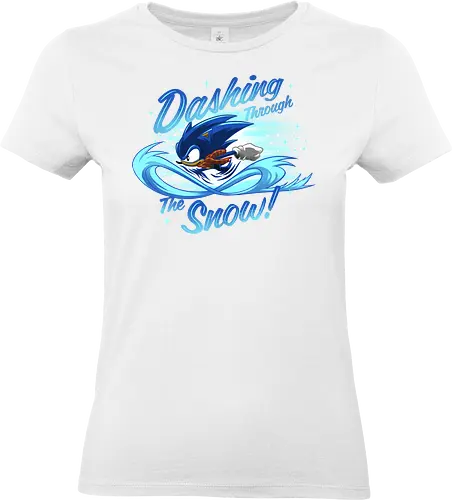 Dashing Through  - Hedgehog, The Hedgehog, Winter, Snow, Christmas - Standard T-Shirt (Frauen)