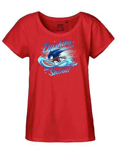 Dashing Through  - Hedgehog, The Hedgehog, Winter, Snow, Christmas - Fairtrade Girl Shirt