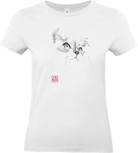 fluffy kitty - cat, sumie, japan - Standard T-Shirt (Frauen)