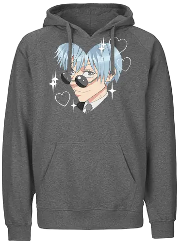  Cool Kuya (Kuroko Heart) - Kuroko Tetsuya, Kuroko's Basketball, cool anime boy, kawaii, heart shape, sunglasses, anime fan art, t-shirt design, art print, stylish, minimalist, cute anime, blue hair, husbando, geek art. - Fairtrade Hoodie