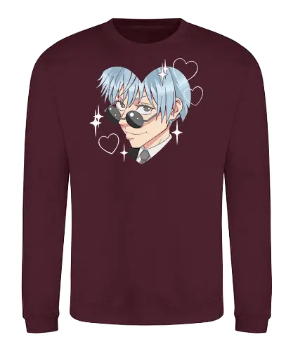  Cool Kuya (Kuroko Heart) - Kuroko Tetsuya, Kuroko's Basketball, cool anime boy, kawaii, heart shape, sunglasses, anime fan art, t-shirt design, art print, stylish, minimalist, cute anime, blue hair, husbando, geek art. - Sweatshirt