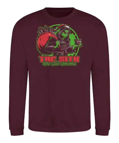 Evil Star Stealing Christmas  - book, green, villain, Movies, Scifi, Space, Action, Space Opera, classic, movie, lightsaber, christmas, santa claus, naughty list, naughty, gift, gifts - Sweatshirt