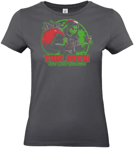 Evil Star Stealing Christmas  - book, green, villain, Movies, Scifi, Space, Action, Space Opera, classic, movie, lightsaber, christmas, santa claus, naughty list, naughty, gift, gifts - Standard T-Shirt (Frauen)