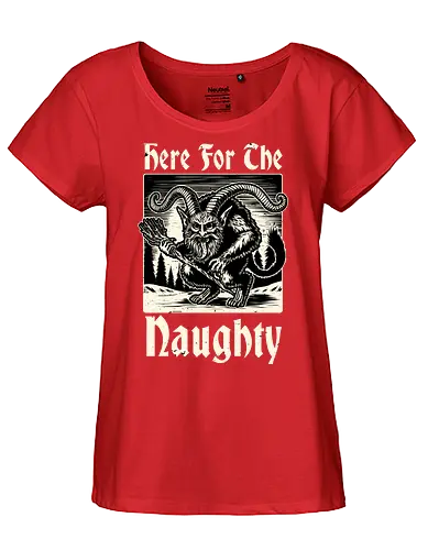Naughty Krampus Christmas  - Ugly Sweater, Holiday, Christmas, Merry Christmas, Ugly Christmas Sweater, demon, devil, ritual, pact, krampus, santa claus, Christmas Vacation, Christmas Eve, Christmas Sweater, Gifts, Gift, fun, funny, pun, joke - Fairtrade Girl Shirt