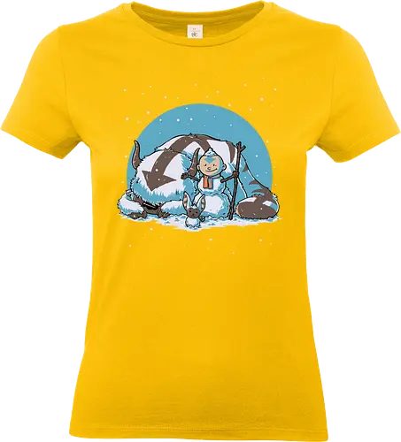 Snow Fun Bender - snow, holiday, snowman, bison, lemur, pet, tv show, air, animal, anime, fantasy, movies, martial arts, elemental, animation, nerd, geek - Standard T-Shirt (Frauen)