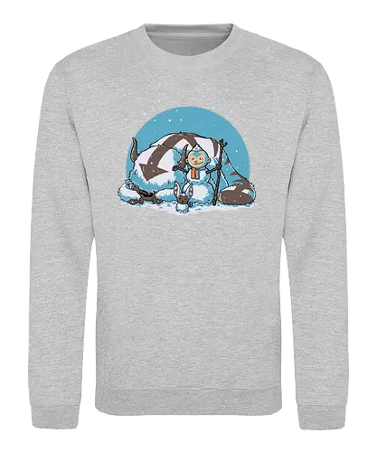 Snow Fun Bender - snow, holiday, snowman, bison, lemur, pet, tv show, air, animal, anime, fantasy, movies, martial arts, elemental, animation, nerd, geek - Sweatshirt