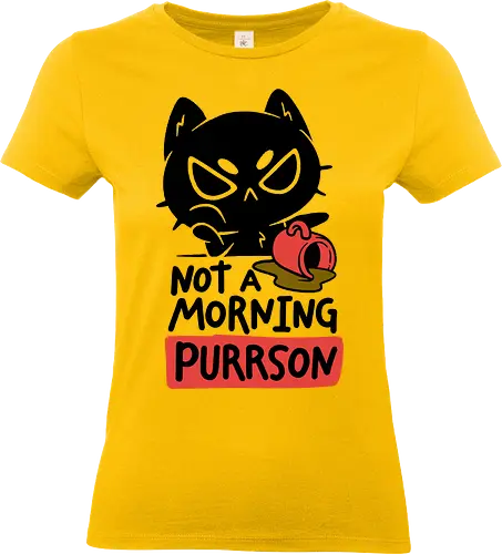 Not A Morning Purrson - koalatees, koala, cat, black cat, cat lover, coffee lover, sarcasm, funny quote, sleepy, caffeine, introvert, not a morning person - Standard T-Shirt (Frauen)