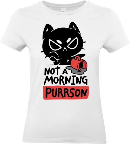 Not A Morning Purrson - koalatees, koala, cat, black cat, cat lover, coffee lover, sarcasm, funny quote, sleepy, caffeine, introvert, not a morning person - Standard T-Shirt (Frauen)