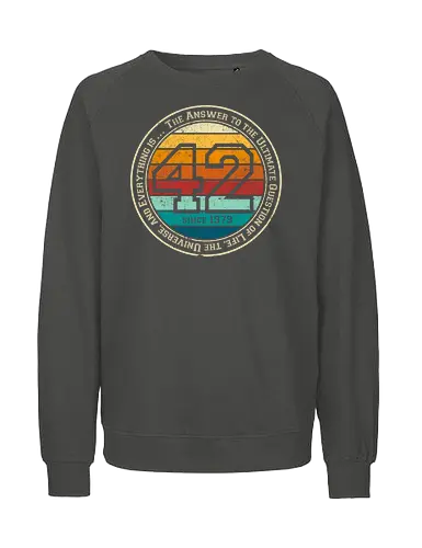Forty two vintage - retro, rebel, 70s, movies, films, date, galaxy, star, marvin, The Hitchhiker's Guide to the Galaxy - Fairtrade Sweatshirt