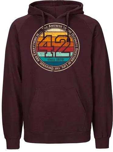 Forty two vintage - retro, rebel, 70s, movies, films, date, galaxy, star, marvin, The Hitchhiker's Guide to the Galaxy - Fairtrade Hoodie