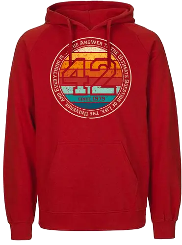 Forty two vintage - retro, rebel, 70s, movies, films, date, galaxy, star, marvin, The Hitchhiker's Guide to the Galaxy - Fairtrade Hoodie