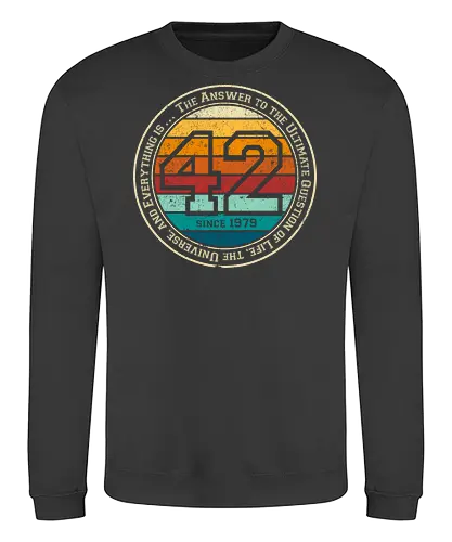 Forty two vintage - retro, rebel, 70s, movies, films, date, galaxy, star, marvin, The Hitchhiker's Guide to the Galaxy - Sweatshirt