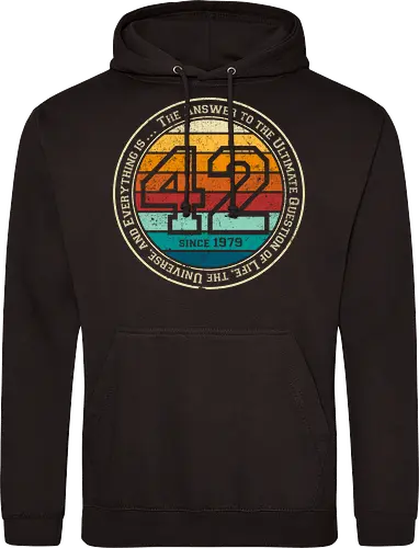 Forty two vintage - retro, rebel, 70s, movies, films, date, galaxy, star, marvin, The Hitchhiker's Guide to the Galaxy - Standard Hoodie