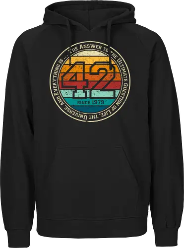Forty two vintage - retro, rebel, 70s, movies, films, date, galaxy, star, marvin, The Hitchhiker's Guide to the Galaxy - Fairtrade Hoodie