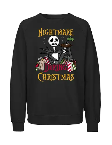 Christmas Nightmare! - the-nightmare-before-christmas, nightmare-before-christmas, xmas, christmas, shopping, stress, funny, tim-burton - Fairtrade Sweatshirt