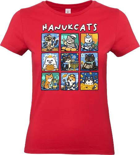 Hanukcats - hanukkah, cat, cats, christmas, dreidel, hannukah, hebrew, holidays, jew, jewish, kitten, kitty, menorah, winter, xmas - Standard T-Shirt (Frauen)
