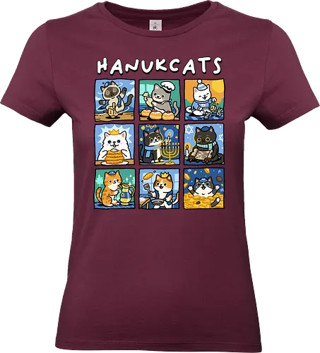 Hanukcats - hanukkah, cat, cats, christmas, dreidel, hannukah, hebrew, holidays, jew, jewish, kitten, kitty, menorah, winter, xmas - Standard T-Shirt (Frauen)