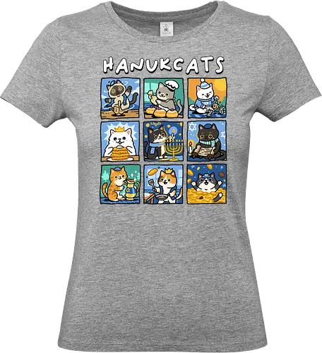 Hanukcats - hanukkah, cat, cats, christmas, dreidel, hannukah, hebrew, holidays, jew, jewish, kitten, kitty, menorah, winter, xmas - Standard T-Shirt (Frauen)