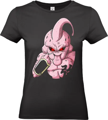  Kid Buu's Pure Malice - Kid Buu, Majin Buu, Pure Evil Buu, Dragon Ball Z, DBZ, anime, manga, villain, fan art, t-shirt design, art print, cool anime villain, geek art, minimalist, chaotic, pink, final villain. - Standard T-Shirt (Frauen)