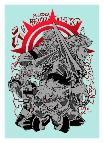 cleaner squad  - anime, manga, gachiakuta, art, cool, cleaner, hiphop, punk, japanese, japan art - Kunstdruck
