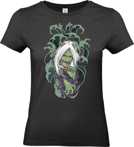 Demonic Uchiha Curse - Demon mask, Oni, Japanese horror, dark fantasy, Orochimaru, Uchiha Curse, anime villain, grotesque, blood, unique graphic, t-shirt design, art print, Paranormal, demonic, Asian folklore, edgy. - Standard T-Shirt (Frauen)
