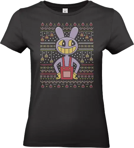 Jax Purple Rabbit Ugly Sweater - the amazing digital circus, pomni, jax, kinger, zooble, ragatha, gangle, digital circus, the amazing circus, tadc, clown, jester, cartoon, geek, ugly christmas sweater - Standard T-Shirt (Frauen)
