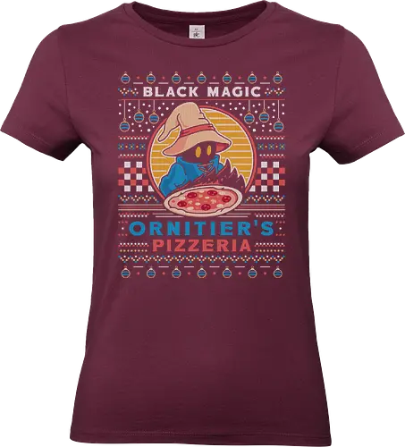 Ornitier Pizzeria Ugly Sweater - final, vivi ornitier, black mage, ugly christmas sweater, fantasy, video game, gaming, gamer, ugly christmas sweater, christmas, xmas - Standard T-Shirt (Frauen)