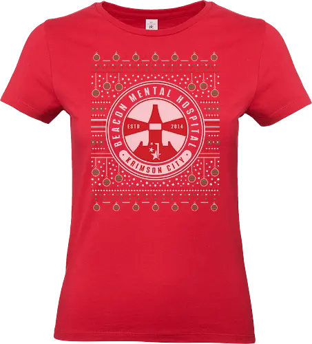 Beacon Mental Hospital Ugly Sweater - the evil within, sebastian castellanos, joseph oda, julie Kidman, beacon mental hospital, video game, gaming, gamer, green gel, stefano valentini, survival horror, the keeper, ugly christmas sweater, christmas, xmas - Standard T-Shirt (Frauen)