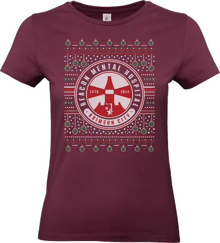 Beacon Mental Hospital Ugly Sweater - the evil within, sebastian castellanos, joseph oda, julie Kidman, beacon mental hospital, video game, gaming, gamer, green gel, stefano valentini, survival horror, the keeper, ugly christmas sweater, christmas, xmas - Standard T-Shirt (Frauen)