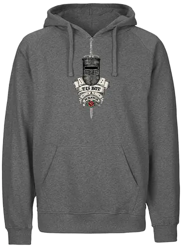 Tis but a scratch Ye Olde English - monty python and the holy grail, holy grail, black knight, Cleese, King Arthur, olde, England, medieval, Monty Python, rose, tattoo - Fairtrade Hoodie
