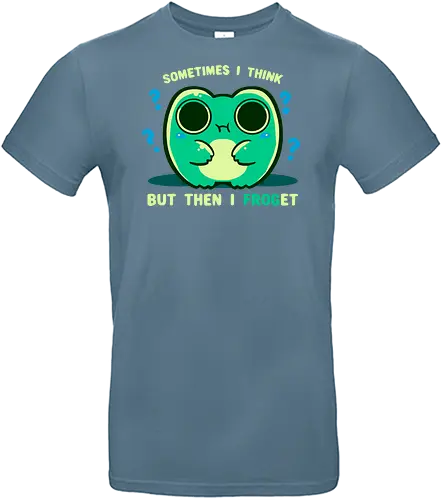 I Froget - frog, froget, funny, frog meme, then I forget, I forget, forget, forgetful, frogetful, eyes, brain cell, pause, cute, ribbit, thinking - Standard T-Shirt