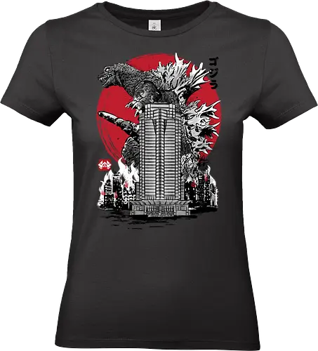 Classic kaiju attack on Nakatomi plaza - retro, vintage, logo, action movies, japanese art, monsters, nakatomi, 80s, 90s - Standard T-Shirt (Frauen)