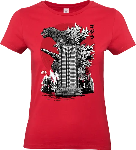 Classic kaiju attack on Nakatomi plaza - retro, vintage, logo, action movies, japanese art, monsters, nakatomi, 80s, 90s - Standard T-Shirt (Frauen)
