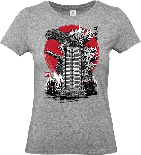Classic kaiju attack on Nakatomi plaza - retro, vintage, logo, action movies, japanese art, monsters, nakatomi, 80s, 90s - Standard T-Shirt (Frauen)