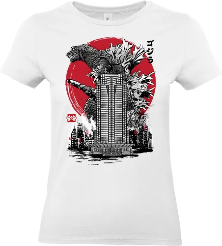 Classic kaiju attack on Nakatomi plaza - retro, vintage, logo, action movies, japanese art, monsters, nakatomi, 80s, 90s - Standard T-Shirt (Frauen)