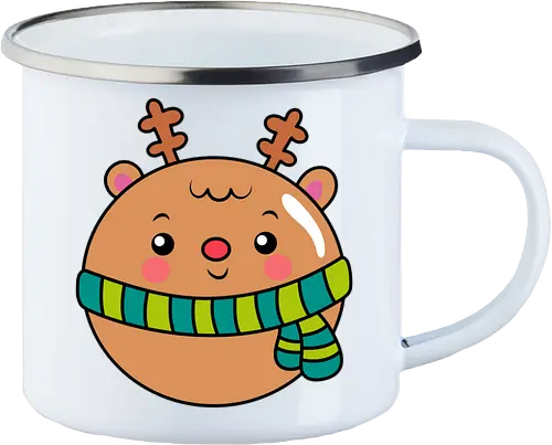 Cute Round Deer in Scarf 