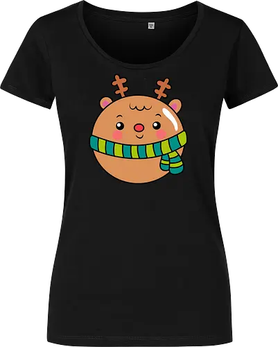 Cute Round Deer in Scarf 