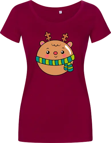 Cute Round Deer in Scarf 