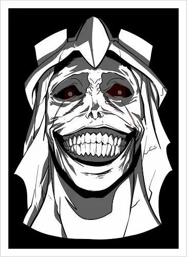  Smiling Statue of Fear - Solo Leveling, God Statue, D-Rank Dungeon, manhwa, anime, fear, sinister smile, haunting, Jinwoo, antagonist, fan art, t-shirt design, art print, cool graphic, dark fantasy, iconic monster - Kunstdruck
