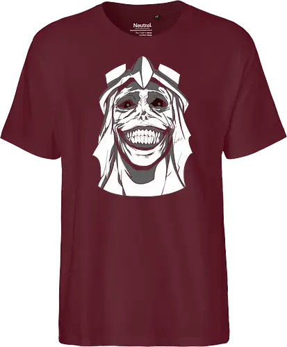  Smiling Statue of Fear - Solo Leveling, God Statue, D-Rank Dungeon, manhwa, anime, fear, sinister smile, haunting, Jinwoo, antagonist, fan art, t-shirt design, art print, cool graphic, dark fantasy, iconic monster - Fairtrade T-Shirt