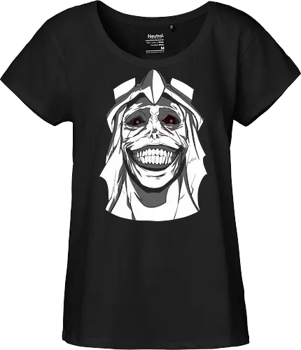  Smiling Statue of Fear - Solo Leveling, God Statue, D-Rank Dungeon, manhwa, anime, fear, sinister smile, haunting, Jinwoo, antagonist, fan art, t-shirt design, art print, cool graphic, dark fantasy, iconic monster - Fairtrade Girl Shirt