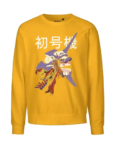 EVA Unit 01: Berserk Anatomy - EVA Unit 01, Evangelion, NGE, mecha, visceral, psychological horror, anatomy, Shinji Ikari, Berserk, fan art, t-shirt design, art print, cool anime art, geek art, iconic, disturbing. - Fairtrade Sweatshirt