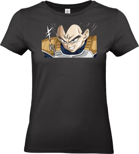  Prince Vegeta's Saiyan Rage - Vegeta, Saiyan Prince, Dragon Ball Z, DBZ, anime, manga, Saiyan armor, rage, intense expression, fan art, t-shirt design, art print, cool anime art, geek art, iconic, battle, Kakarot. - Standard T-Shirt (Frauen)