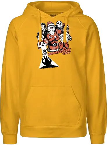 Christmas City Movie Poster - Christmas, Merry Christmas, Christmas Vacation, City, Movie, Classic Movie, Horror, Classic Horror, Vintage, Retro, Retro Vintage, Jack Frost, Frosty, Satire, Mashup, Movie Poster, Holiday, Happy Holidays, Holidays, Scary, Spooky, Spooky Season, Spookmas, Creepymas - Fairtrade Hoodie