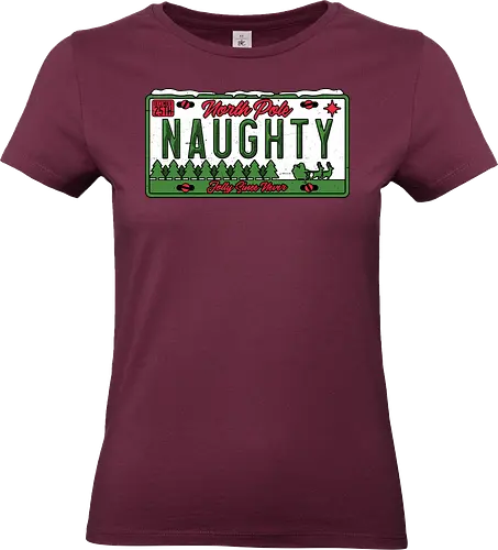 Christmas License Plate - Christmas, Christmas Vacation, Christmas Lights, License Plate, Car, Plate, Fun, Funny, Winter, Snow, Holiday, Happy Holidays, Holidays, Santa Claus, Santa, Reindeer, Sleigh, North Pole, Naughty, Jolly, Naughty List - Standard T-Shirt (Frauen)