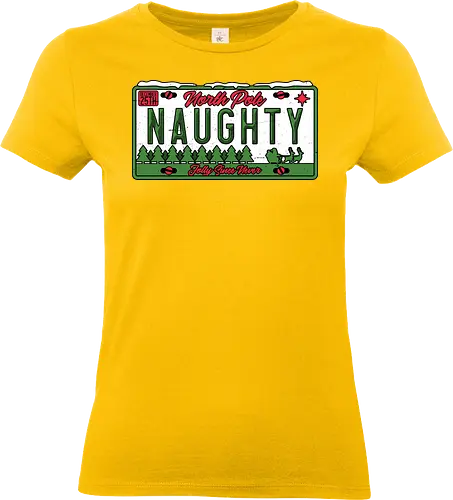 Christmas License Plate - Christmas, Christmas Vacation, Christmas Lights, License Plate, Car, Plate, Fun, Funny, Winter, Snow, Holiday, Happy Holidays, Holidays, Santa Claus, Santa, Reindeer, Sleigh, North Pole, Naughty, Jolly, Naughty List - Standard T-Shirt (Frauen)