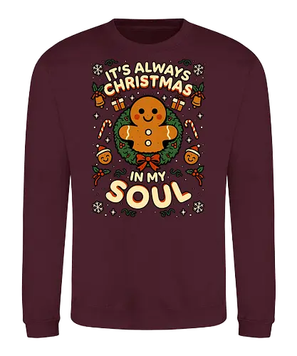 Christmas Soul Gift - Christmas, Christmas Vacation, Christmas Lights, Fun, Funny, Winter, Snow, Holiday, Happy Holidays, Holidays, Santa Claus, Santa, North Pole, Jolly, Cute, Gifts, Gift, Gingerbread Man, Gingerbread, Wreath, Candy Cane, Ornament, Ornaments, Mistletoe, Soul, Happy - Sweatshirt