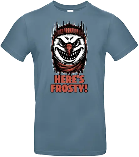 Snowman Horror Door Movie - Winter, Cold, Frosty, Snowman, Frost, Holiday, Holidays, Christmas, Christmas Vacation, Movie, Classic Horror, Horror, Horror Movie, Classic, Snow, Creepy, Creepymas, Spooky, Spooky Season, Spookmas, Spooky Cute, Smile - Standard T-Shirt