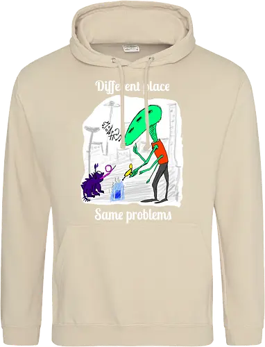 Different place, same problems, weiße Schrift